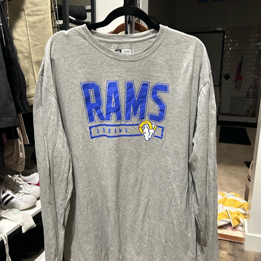 New Era Gray and Blue RAMS Long Sleeve Shirt